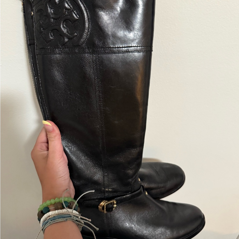 Tory Burch Black Leather Tall Boots
